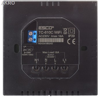 ESCO TC-610CWiFi CZARNY Regulator do Podłogówki